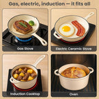 QuliMetal Enameled Cast Iron Cookware Set, 5-Piece Pots and Pans Set - Image 6