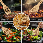 CUTHOLLOW 6PCS Magic Witch and Broom Wooden Kitchen Cooking Utensil Set - Image 4