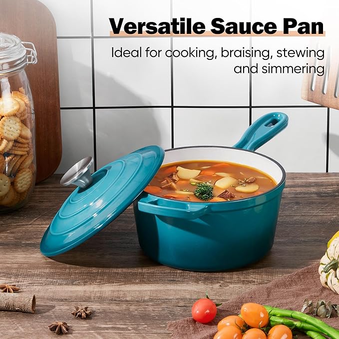 Homikit 1 QT & 2 QT Saucepan Set, Enameled Cast Iron Saucepan - Image 8