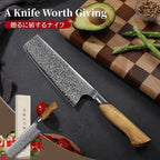 TIVOLI Damascus Nakiri Knife 6.5 Inch – Japanese VG-10 Multipurpose Kitchen - Image 6