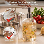 17oz Glass Soap Dispenser with Plastic Pump, 2 Pack Refillable Kitchen Soap - Image 4