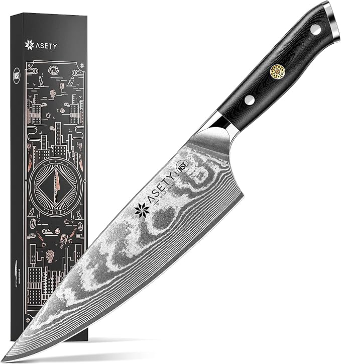 Damascus Chef Knife: 8-inch Razor-Sharp Japanese Chef Knife by ASETY