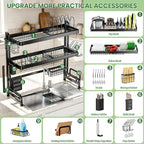 Over The Sink Dish Drying Rack, Adjustable 3 Tier Large Capacity Stainless - Image 3