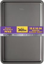 Wilton Silver Non Stick Medium Baking Sheet, 15.25 x 10.25 Inch, Cookie Sheet by Wilton