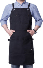 Heavy Duty Canvas Work Apron, Tool Pockets, Back Straps Adjustable（black） - Image 2