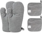 4Pcs Oven Mitts and Pot Holders, Heat Resistant Oven Mitts Set by CoekMoed