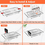 Expandable Over The Sink Dish Drainer Drying Rack In Stainless Steel Metal - Image 5