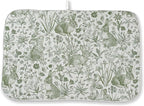 Easter Dish Drying Mat 18 x 24 Inch Sage Green Bunny Floral Drying Mat by Sorktse