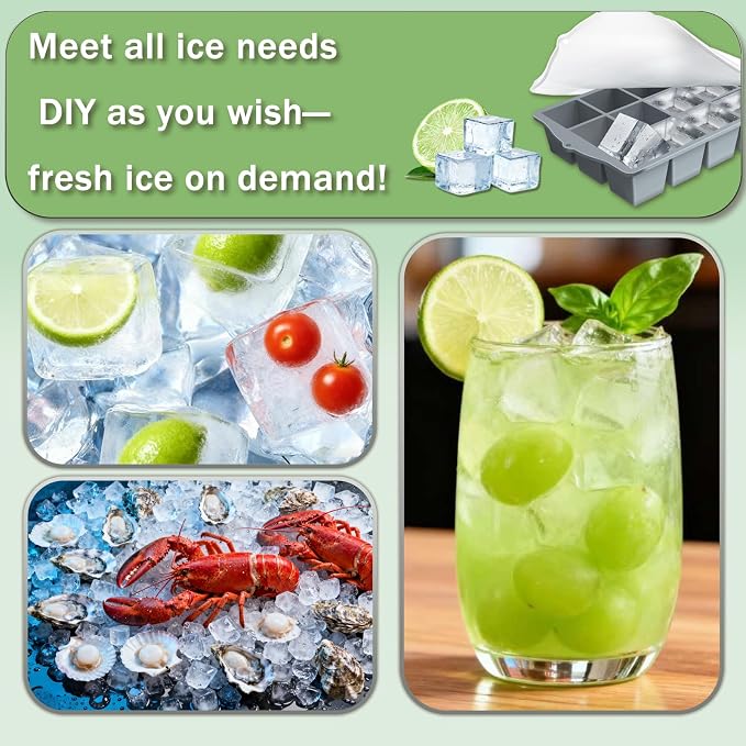 Ice Cube Trays for Freezer, 3 Pack Easy Release Slicone Ice Cube Tray - Image 7
