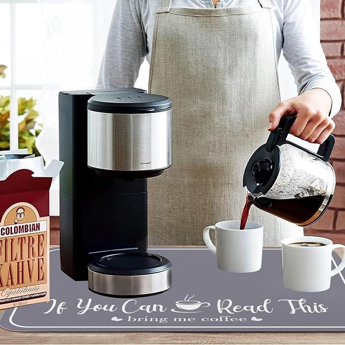 Coffee Bar Mat for Countertops 31.5inx17in, Absorbent Hide Stain Anti-Slip Cafe - Image 3