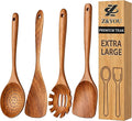 Extra-Large 4-Piece Teak Wooden Utensil Set – Non-Stick Wooden Spatula by Unknown