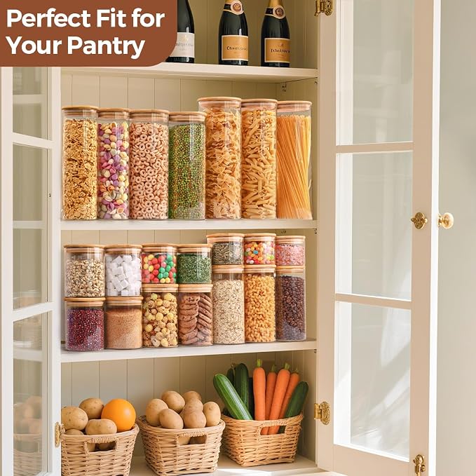 ComSaf Glass Food Storage Jars Set of 6, Canisters Sets - Image 5