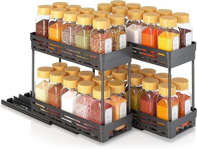 Pull Out Spice Rack Organizer for Cabinet, 3 Packs Slide Out Spice Racks - Image 9