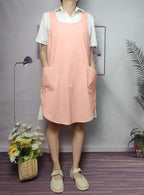 Cotton Cross Back Aprons Solid Color Cooking Kitchen Garden Smock - Image 6