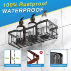 EUDELE 5-Pack Rustproof Stainless Steel Shower Caddy Set– No Drill Adhesive - Image 6