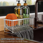 Cisily Kitchen Dish Soap Dispenser Set Stainless Steel Sponge Holder and 2 Pack - Image 8