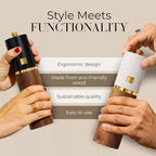 Wooden Salt and Pepper Grinder Set – Refillable Manual Salt and Pepper Mills - Image 4