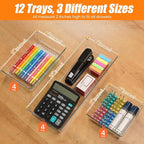 12 Pack Clear Plastic Drawer Organizer Set, Acrylic Non Slip Non Cracking - Image 2