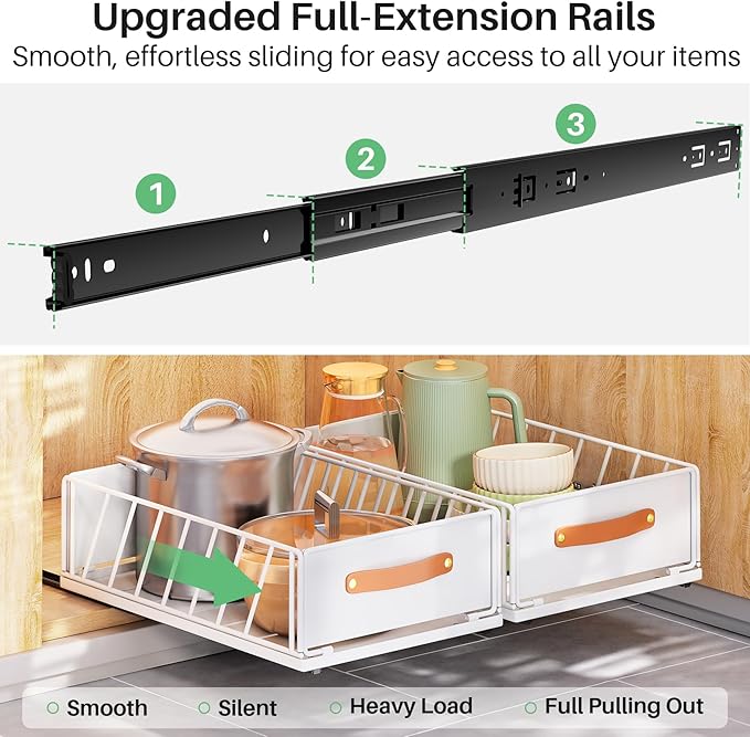 4Pack Pull out Cabinet Organizer, Heavy Duty Slide out Pantry Shelves Drawer - Image 3