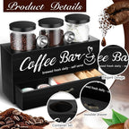 3 Pcs Coffee Canister Set with Shelf and Spoon Plastic Coffee Bean Storage - Image 3