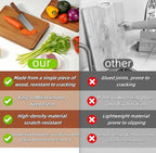 Solid Teak Wood Cutting Board Set One Piece Non Glued Large Thick Crack - Image 4