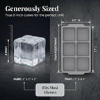 KitchFort Large Silicone Ice Cube Tray, Easy Release 2" Big Ice Cubes - Image 8