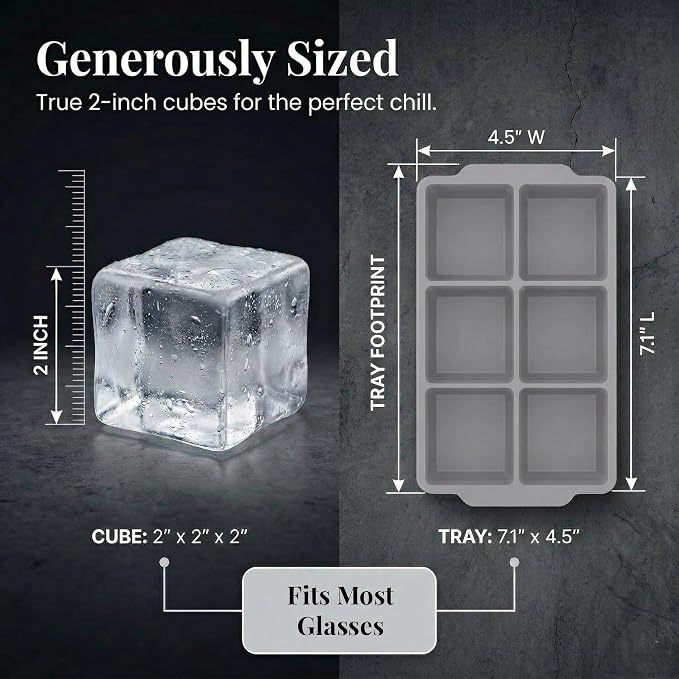 KitchFort Large Silicone Ice Cube Tray, Easy Release 2" Big Ice Cubes - Image 9