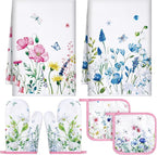 Leinuosen 6 Wild Flower Kitchen Towels Kitchen Decor and Accessories Set Floral by Leinuosen