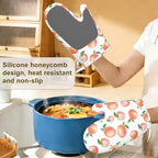 Watercolor Peaches Oven Mitts and Pot Holders Sets, Silicone Kitchen Mitts - Image 4
