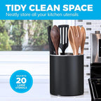 Cooler Kitchen Black Rotating Extra Large Stainless Steel Utensil Holder Caddy - Image 5