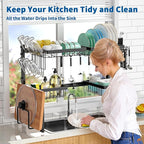 Over The Sink Dish Drying Rack, Expandable 2-Tier Stainless Steel Over The Sink - Image 6