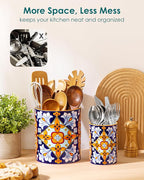 vancasso SIMI Utensil Holder, 7.3"+5.5" Porcelain Kitchen Utensil Holder - Image 6
