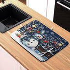 Winter Snowman Dish Drying Mat for Kitchen Counter 16x18, Xmas Snowflakes Dish - Image 6
