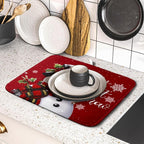 Christmas Dish Drying Mat for Kitchen Counter Snowman Let It Snow Microfiber - Image 5