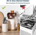 LOVECASA Utensil Holder, 7.2"+5.4" Ceramic Utensil Holder - Image 3