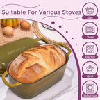 4.6-Quart Oval Dutch Oven for Bread Baking, 2 in 1 Cast Iron Bread Pan - Image 3