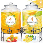 Honeydak 2 Pack 4 Gallon Glass Beverage Dispenser by Honeydak