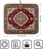 Giwawa Vintage Boho Dish Drying Mat Antique Tribal Rustic Red Floral Dish - Image 2