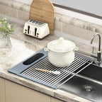 Roll Up Dish Drying Rack Over Sink, 17.5" x 15.2" Foldable SUS304 Stainless - Image 7