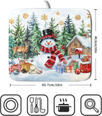 Christmas Kitchen Drying Mat 16 x 18 Inch Winter Snowflake Drying Pad Snowman - Image 2
