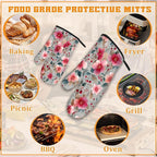 Vintage Pink Cherry Blossoms Oven Mitts and Pot Holders, Heat Resistant Oven - Image 5