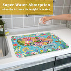 Flower Map Dish Drying Mat Colorful Floral Microfiber Large Dish Drying Pad - Image 7