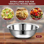 6 Pcs Stainless Steel Mixing Bowls Metal Mixing Bowls Extra Large Basin Salad - Image 2