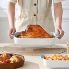 MALACASA Casserole Dishes for Oven, Ceramic Baking Dishes Set of 3, Rectangular - Image 8