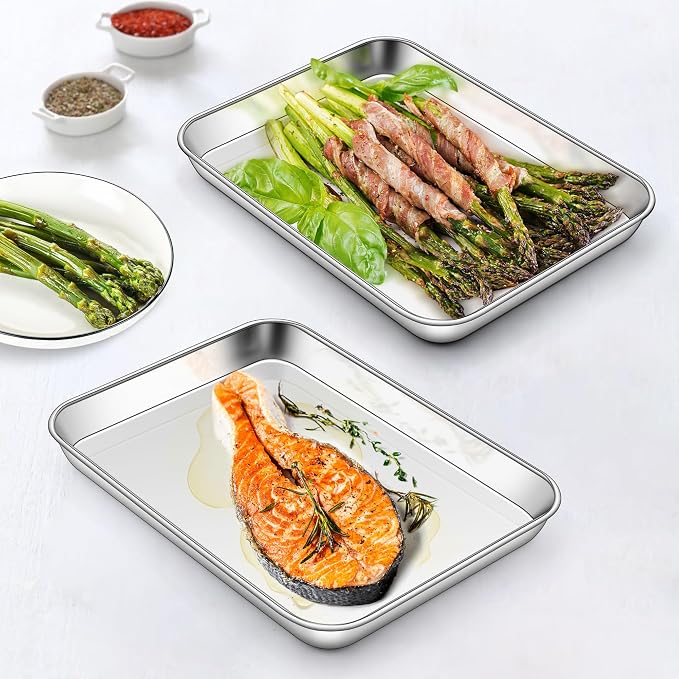 Homikit 1 Pack Baking Sheet, 9 x 7 Inches Stainless Steel Cookie Tray - Image 5