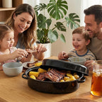 Oval Roasting Pan with Lid and Rack 18" Large Roaster Pan Set Comes With Lron - Image 5
