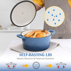 E-far Enameled Dutch Oven Pot for Bread Baking, 6QT Enameled Cast Iron Cookware - Image 5