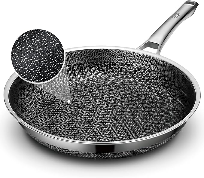SNOWCLAD 12 Inch Hybrid Nonstick Frying Pan, Stainless Steel Skillet, by SNOWCLAD