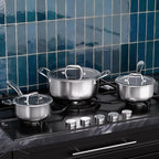 COOKER KING Stainless Steel 6 Pcs Pots Set, 1.5 & 2QT Saucepan and 5-Quart Pots - Image 2