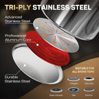 Ciwete 11-Piece Stainless Steel Pots and Pans Set Non Stick, Tri-Ply Stainless - Image 2